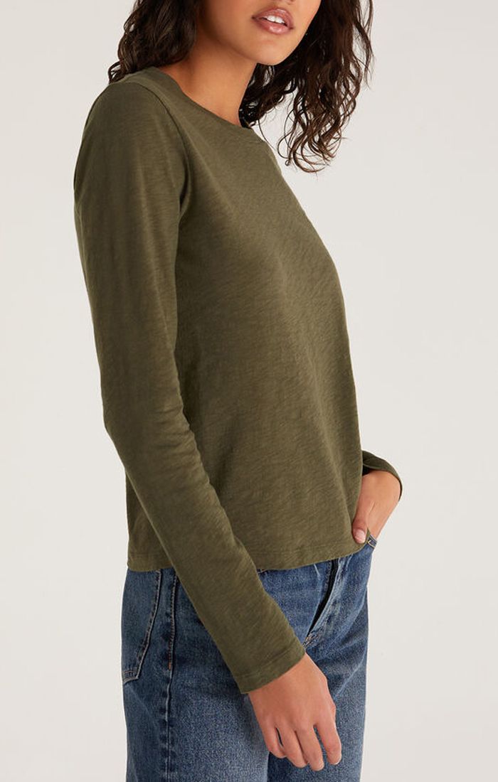 Z Supply Modern Slub Long Sleeve Tee In Olive Night ZT223540