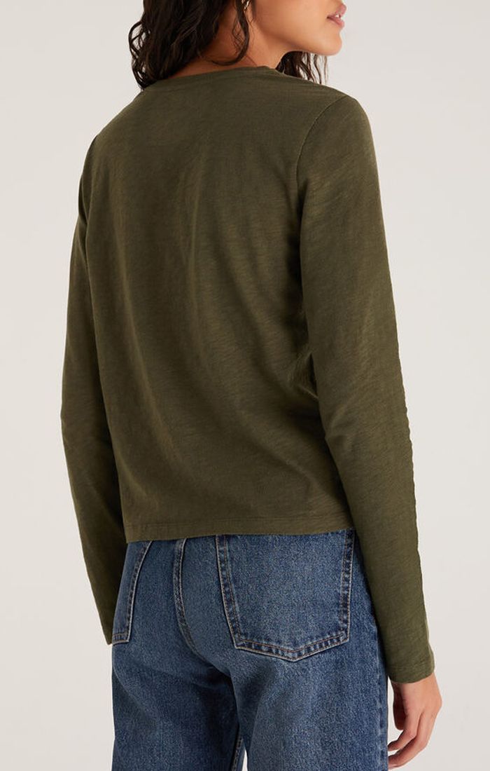 Z Supply Modern Slub Long Sleeve Tee In Olive Night ZT223540