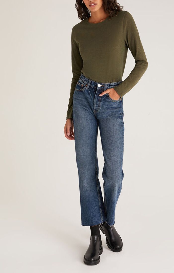 Z Supply Modern Slub Long Sleeve Tee In Olive Night ZT223540