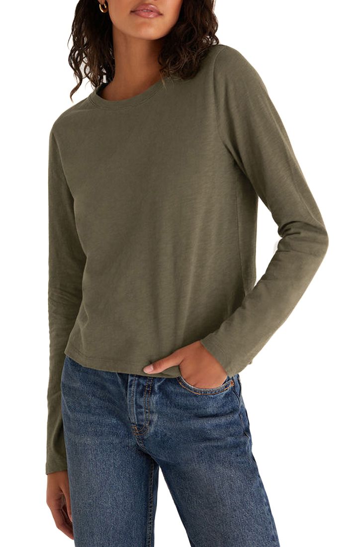 Z Supply Modern Slub Long Sleeve Tee In Olive Night ZT223540