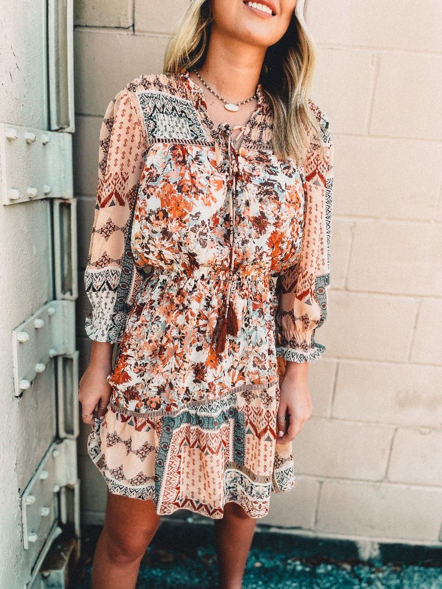 Miss Me Paisley Print Woven Dress