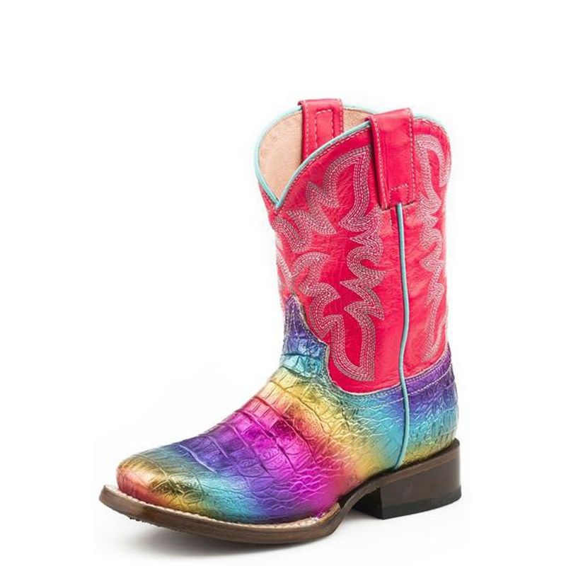 Roper Western Boots Girls Ali 8" Shaft Multi-Color 09-018-7020-0765 Multi Colored