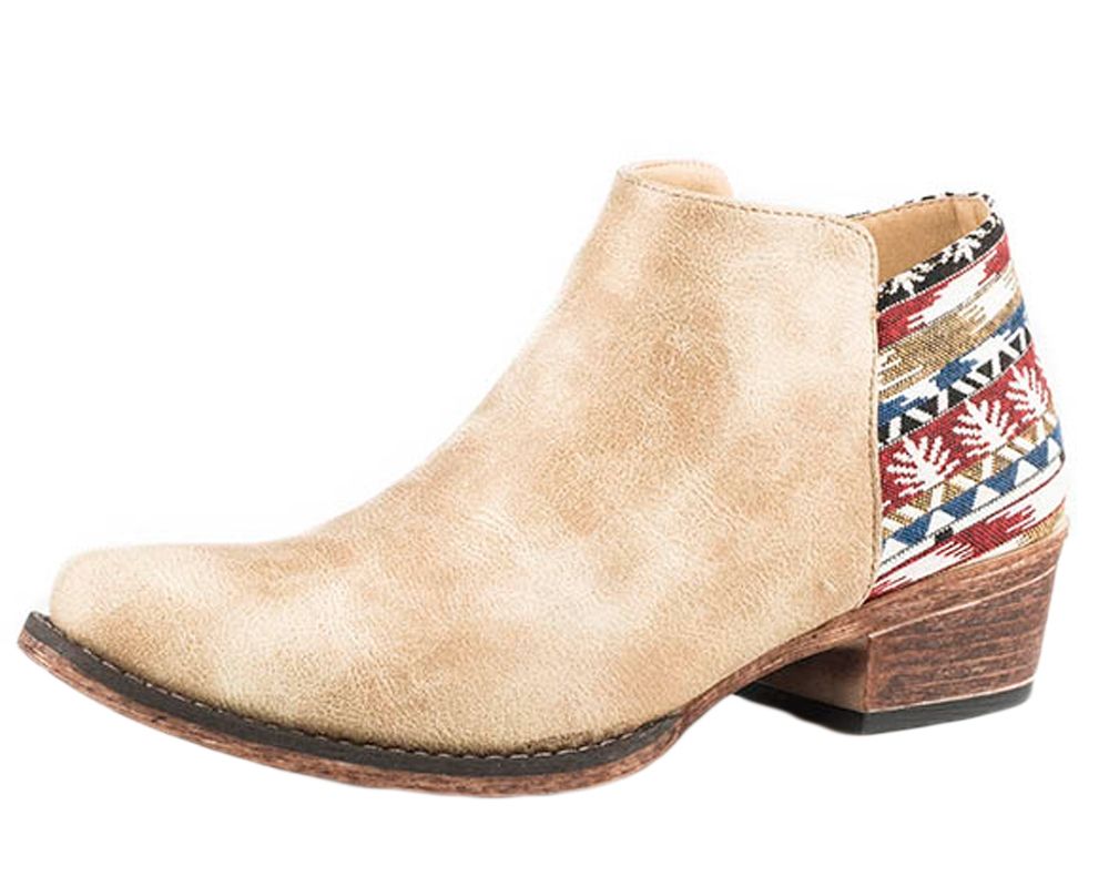 Roper Tan Sedona Serape Heel Ankle Boots