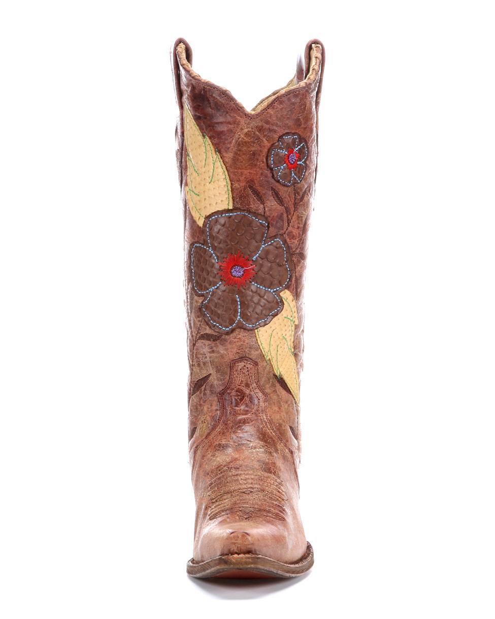 Corral Boot Cognac Crater Daisy Inlay