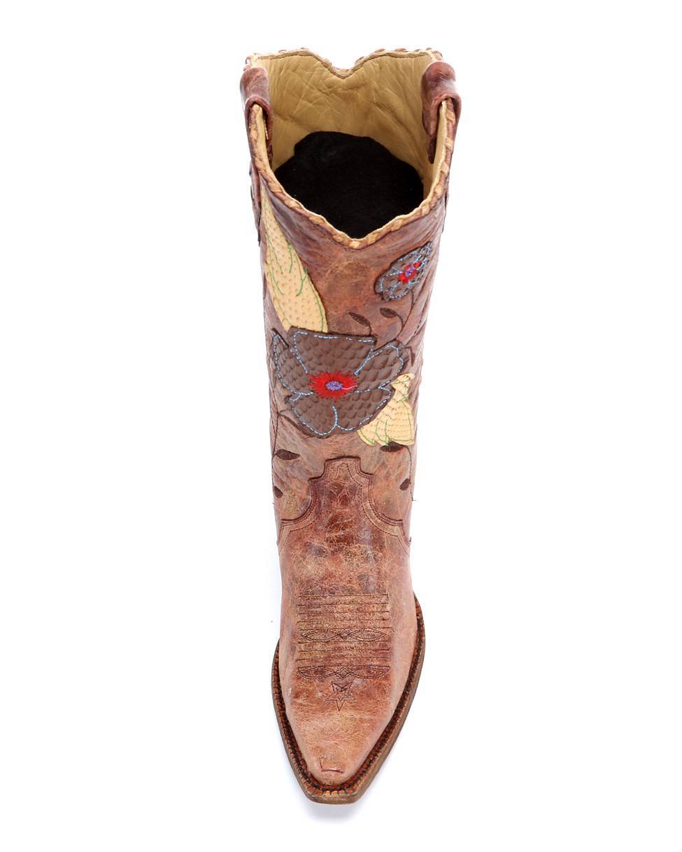 Corral Boot Cognac Crater Daisy Inlay