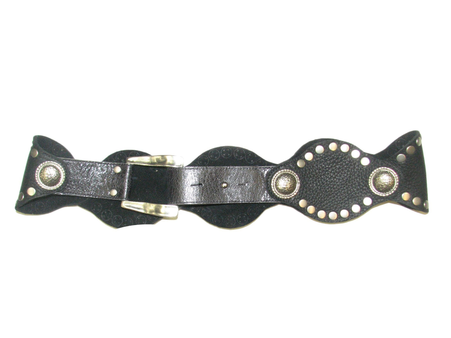 Leatherock Black Bullhide Ducat Hammered Conchos Belt