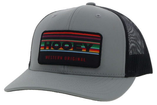 Horizon Cap in Grey and Black by Hooey with Multi Colored Serape Patch