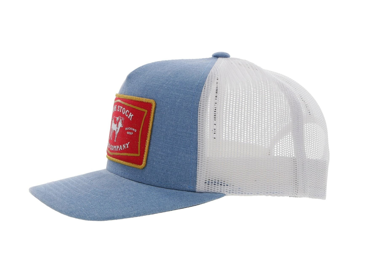 Hooey Rank Stock In Blue and White Five Panel Trucker