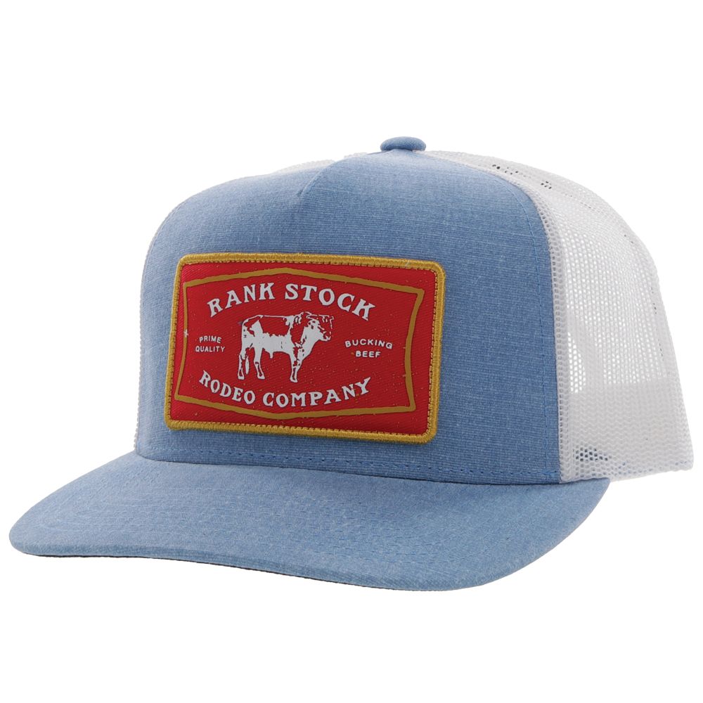 Hooey Rank Stock In Blue and White Five Panel Trucker