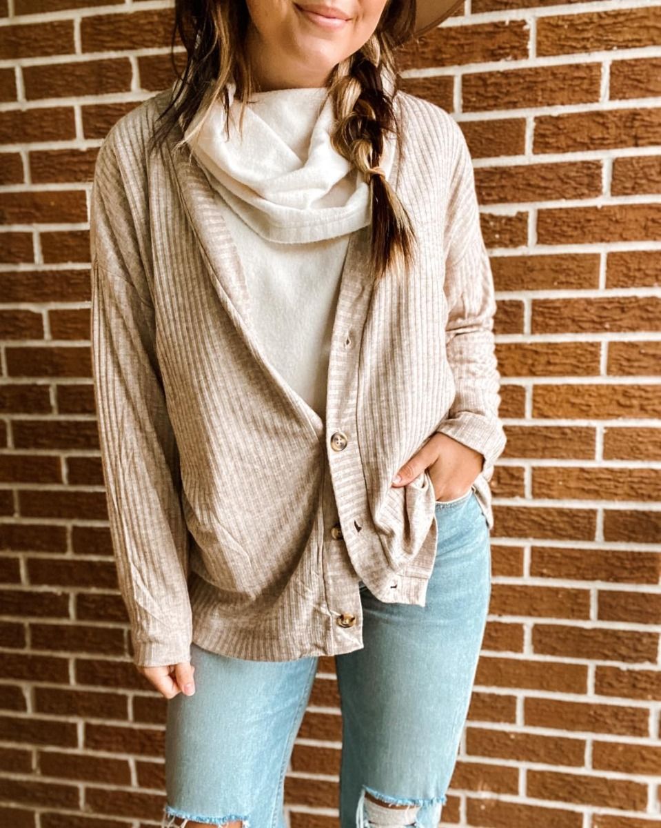 Midori Rib Cardigan in Heather Latte by Z Supply ZT213282