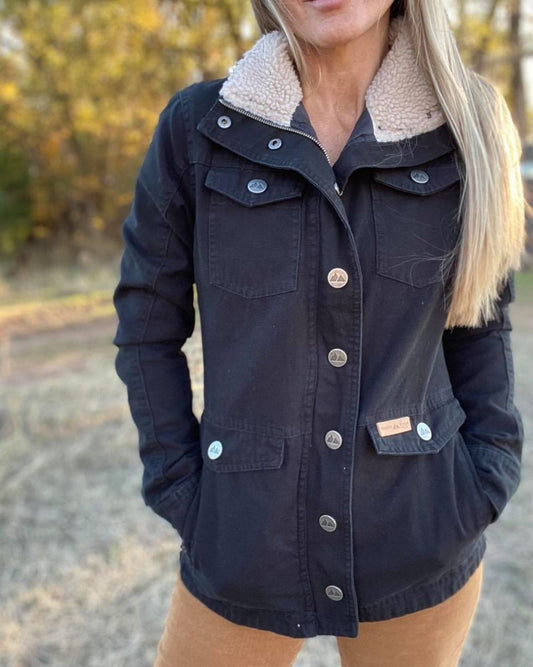 Ladies Brushed Cotton Canvas Performance Rancher Jacket In Black 52-1029