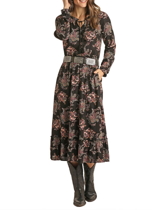 Paisley Print Midi Dress by Rock and Roll Cowgirl 25D1886