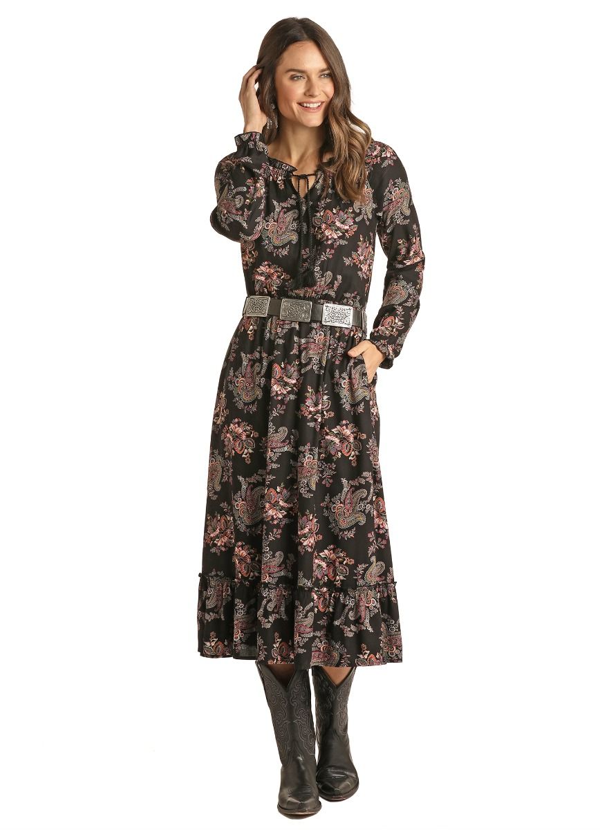 Paisley Print Midi Dress by Rock and Roll Cowgirl 25D1886