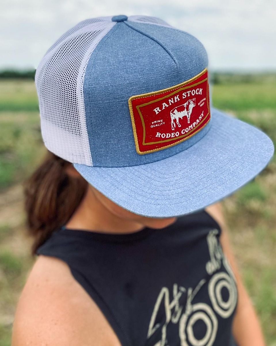 Hooey Rank Stock In Blue and White Five Panel Trucker