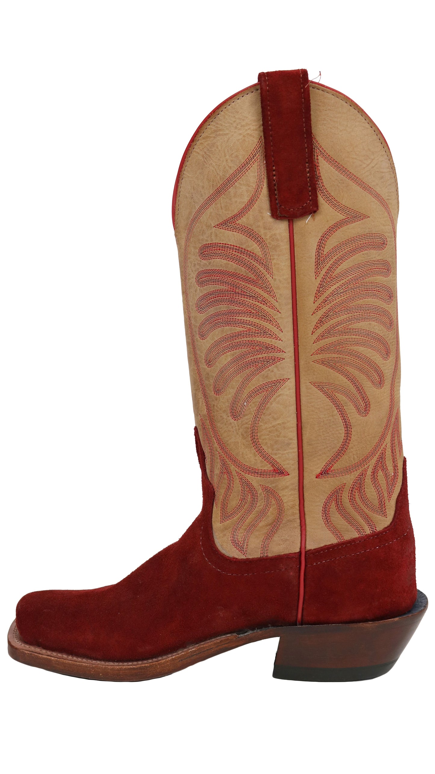 Anderson Bean Red Hot Waxy Red Roughout  Square Toe Boots