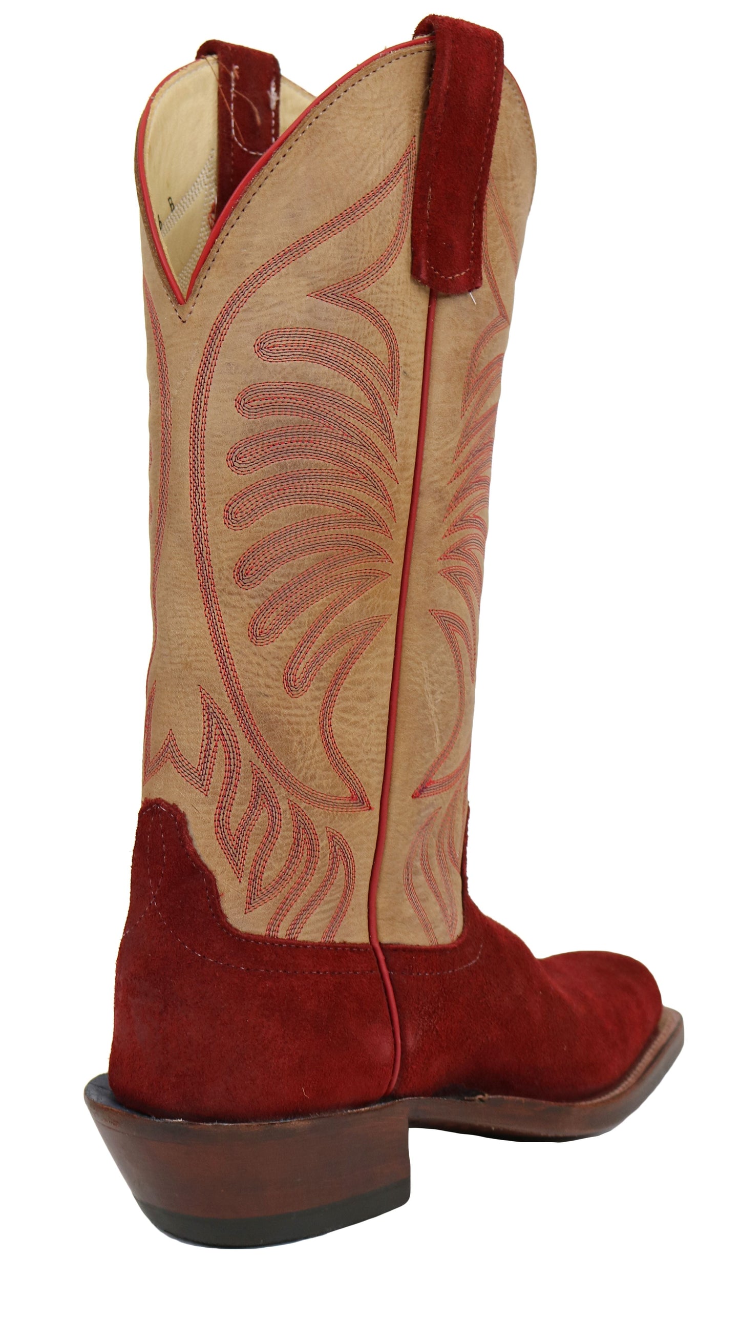 Anderson Bean Red Hot Waxy Red Roughout  Square Toe Boots