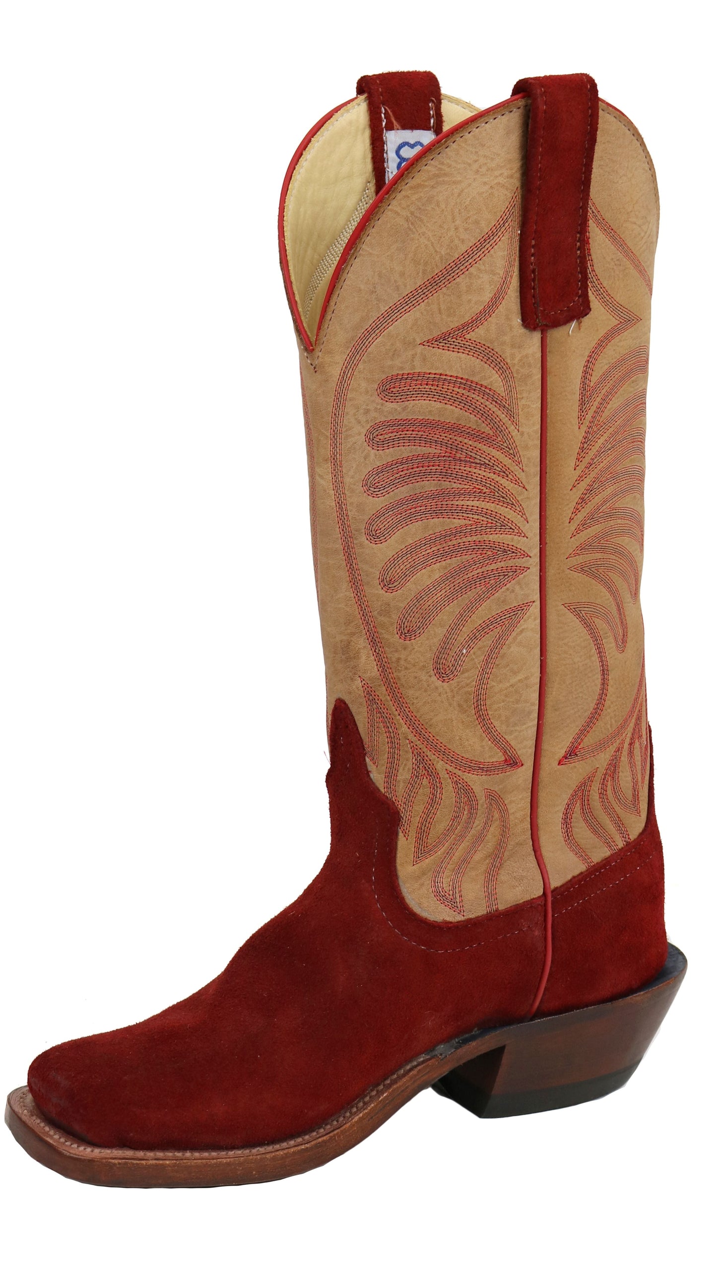 Anderson Bean Red Hot Waxy Red Roughout  Square Toe Boots