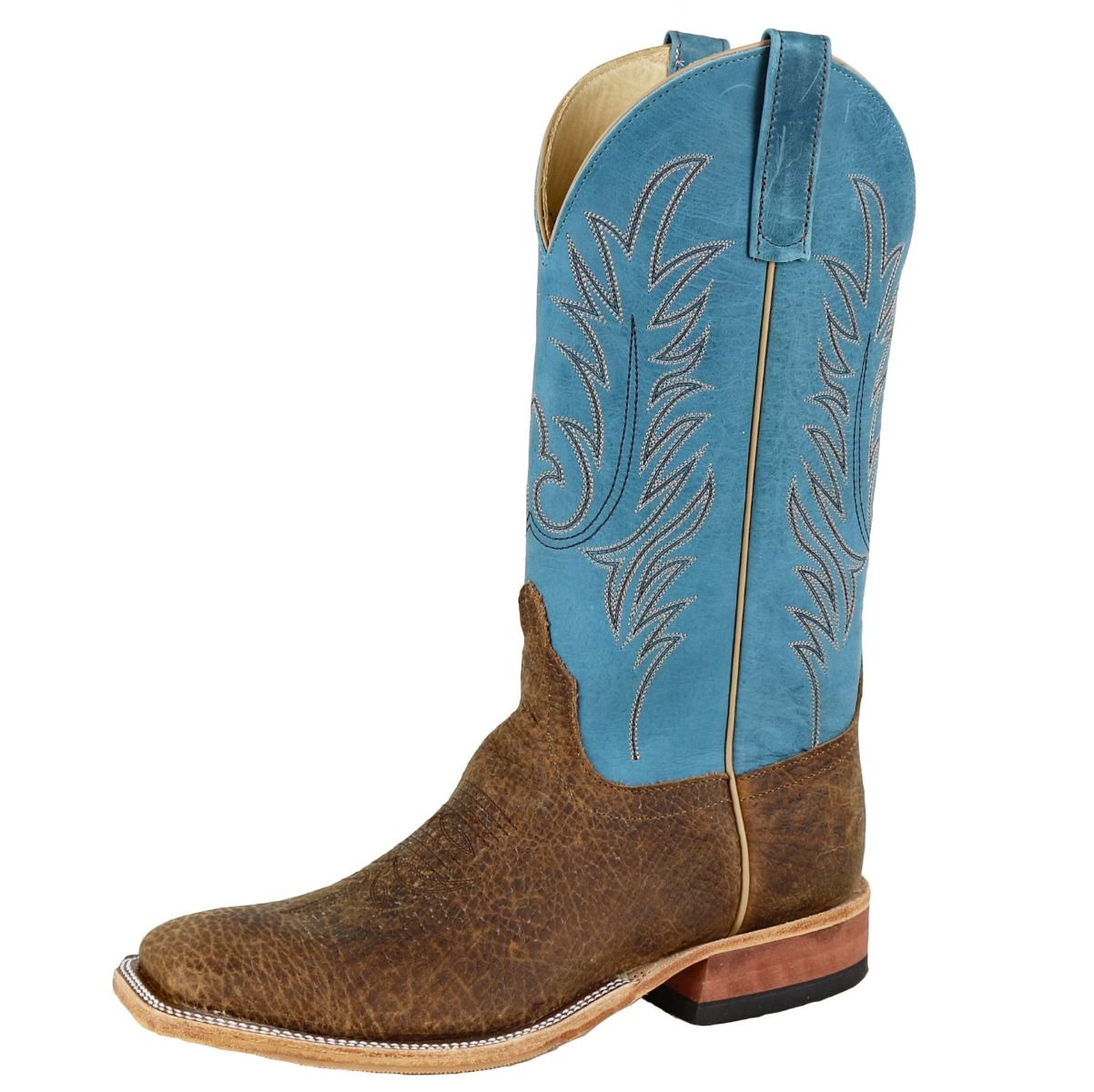 Anderson Bean Men's Square Toe Aqua Buffamonte and Geronimo Bison Boots