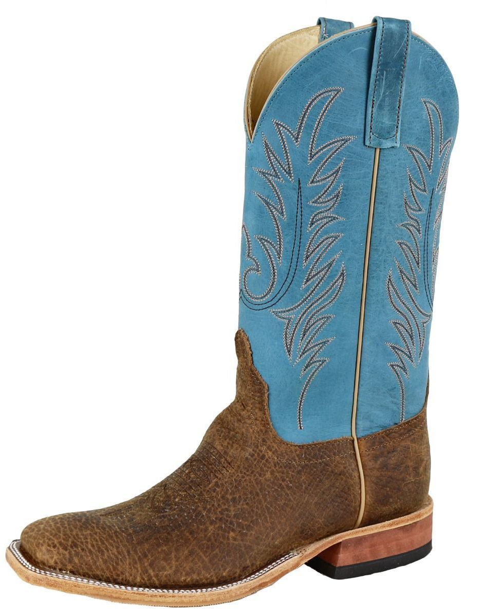 Anderson Bean Men's Square Toe Aqua Buffamonte and Geronimo Bison Boots