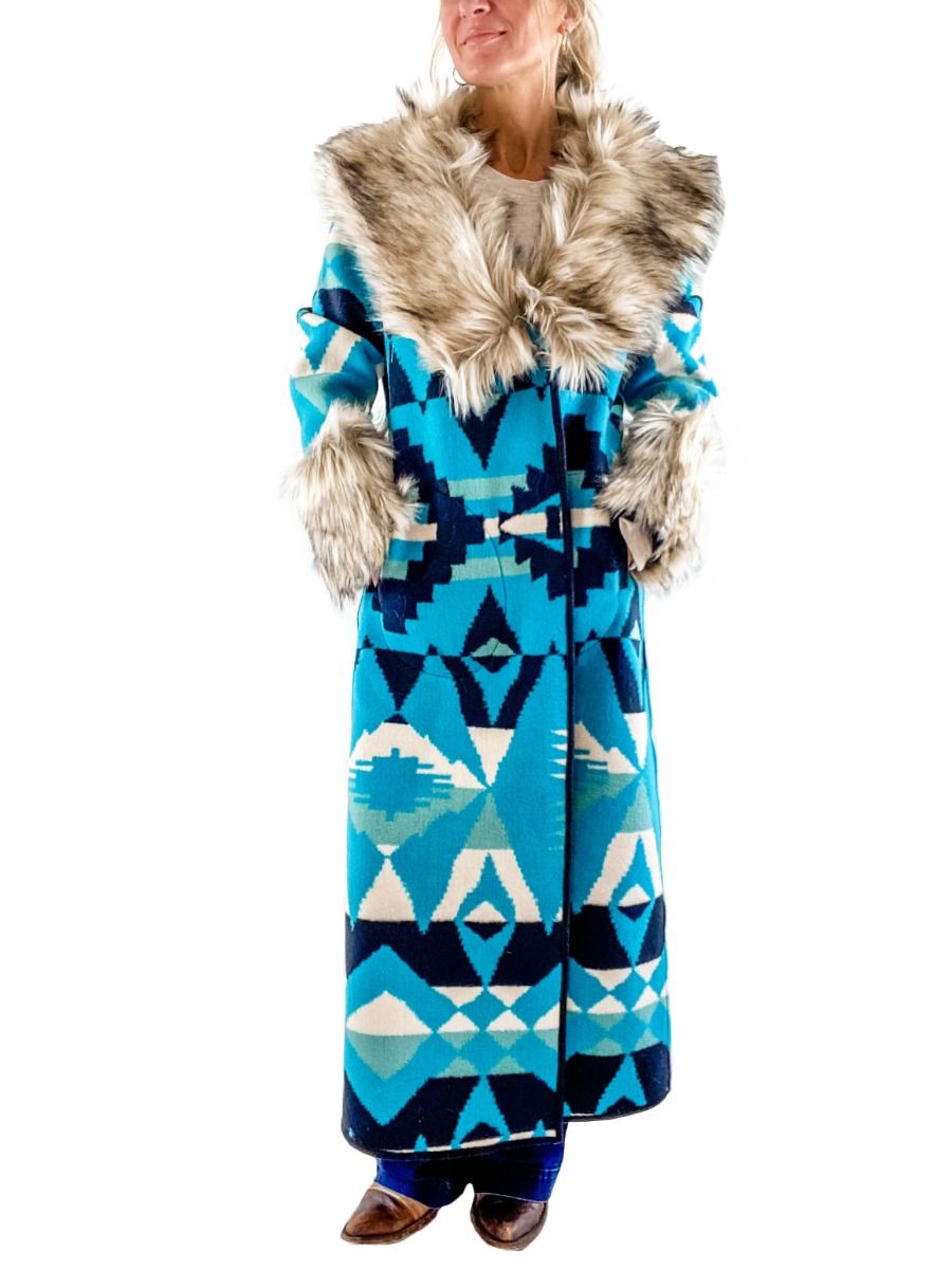 Tasha Polizzi Taconic Blanket Coat In Turquoise