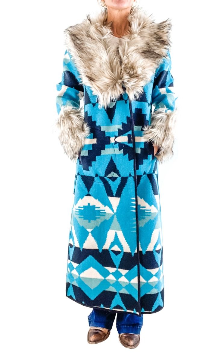 Tasha Polizzi Taconic Blanket Coat In Turquoise