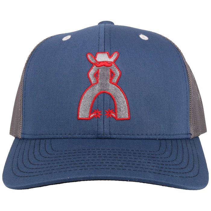 Hooey Punchy Blue And Gray Trucker Hat With Grey And Red Logo 5028TBLGY