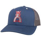 Hooey Punchy Blue And Gray Trucker Hat With Grey And Red Logo 5028TBLGY