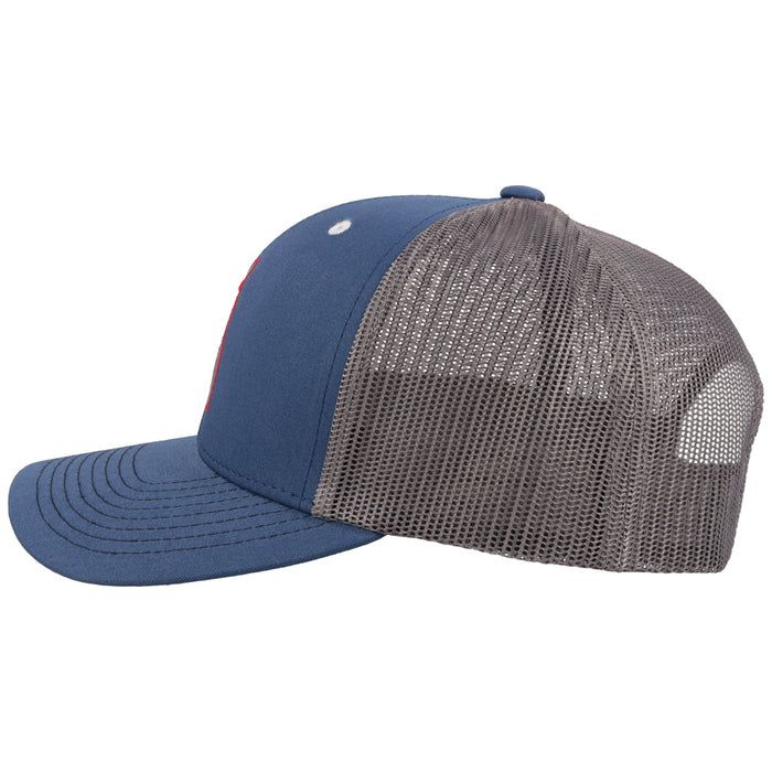 Hooey Punchy Blue And Gray Trucker Hat With Grey And Red Logo 5028TBLGY