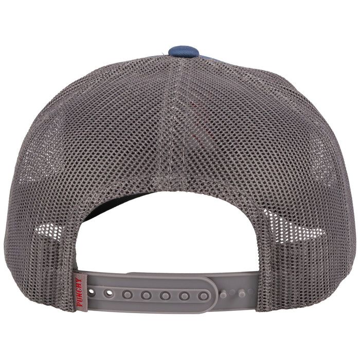 Hooey Punchy Blue And Gray Trucker Hat With Grey And Red Logo 5028TBLGY