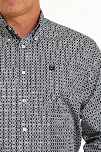 Cinch Men's Fossil Gray Geometric Print Button Down Western Shirt