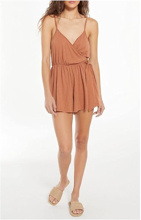 Mia Slub Wrap Romper in Vintage Brown by Z Supply