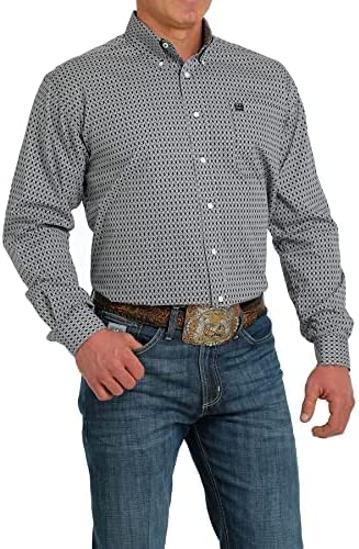 Cinch Men's Fossil Gray Geometric Print Button Down Western Shirt