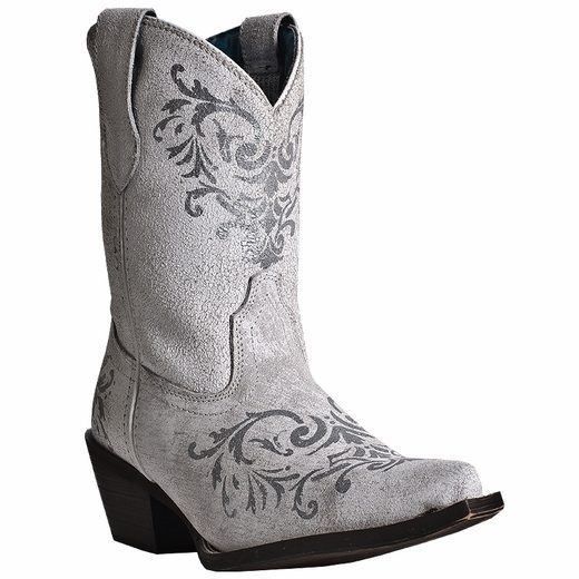 Laredo Tattoo White Leather Short Top Boots