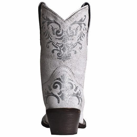 Laredo Tattoo White Leather Short Top Boots