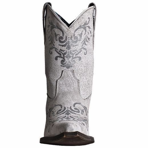 Laredo Tattoo White Leather Short Top Boots