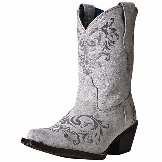 Laredo Tattoo White Leather Short Top Boots