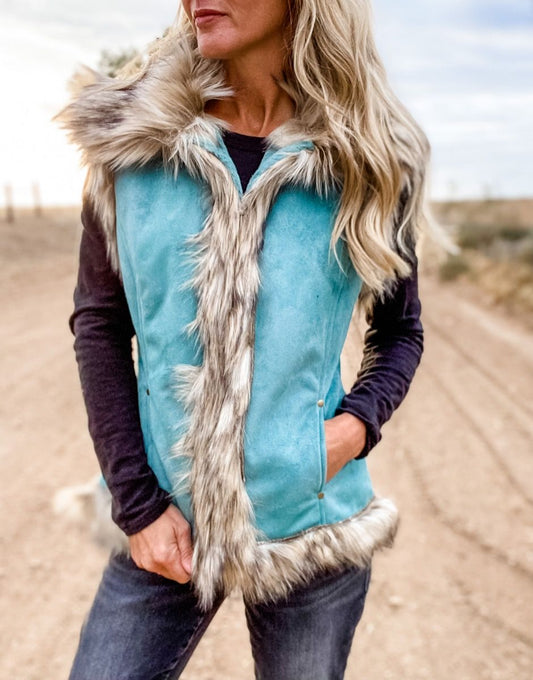 Tasha Polizzi Luxe Vest in Turquoise 341603