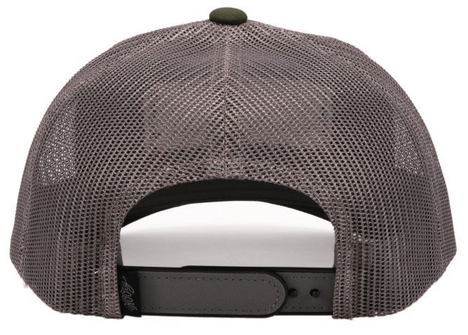 Hooey Habitat In Green And Grey Five Panel Trucker With Black Orange And Grey Rectangle Patch 6012TGRGY