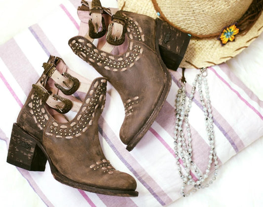 Miss Macie Geez Louise Brown Buckle Ankle Boot