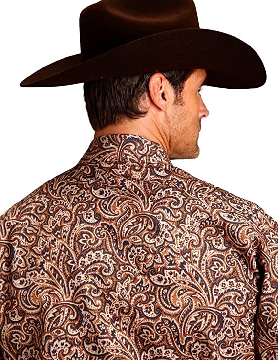 Stetson Western Shirt Mens L/S Paisley Brown 11-001-0425-6066 BR