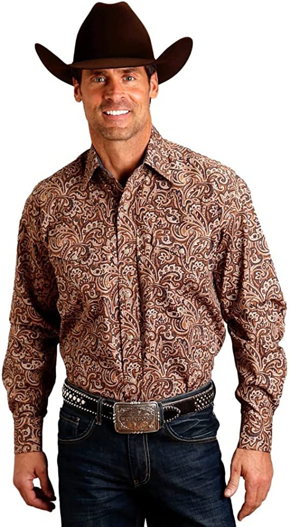 Stetson Western Shirt Mens L/S Paisley Brown 11-001-0425-6066 BR