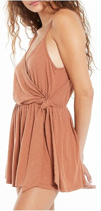 Mia Slub Wrap Romper in Vintage Brown by Z Supply