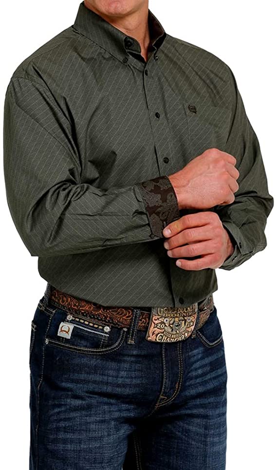 Cinch Western Shirt Men Long Sleeve Geometric Print Button