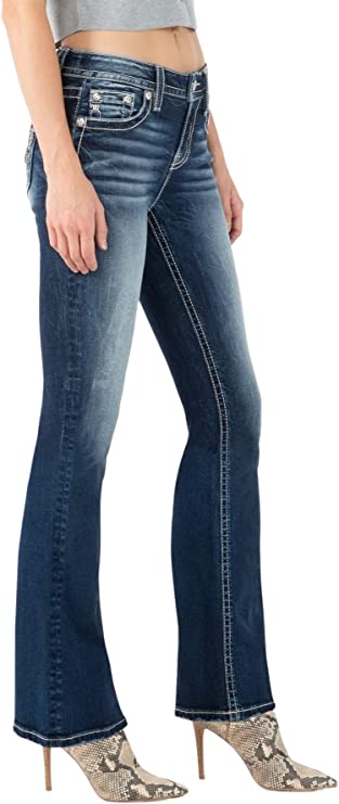 Miss Me Women's Mid Rise Enlightening Wings Bootcut Jeans M3903B