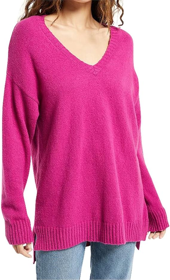 Z Supply Autumn V Neck Sweater In Jewel Pink Zw214476