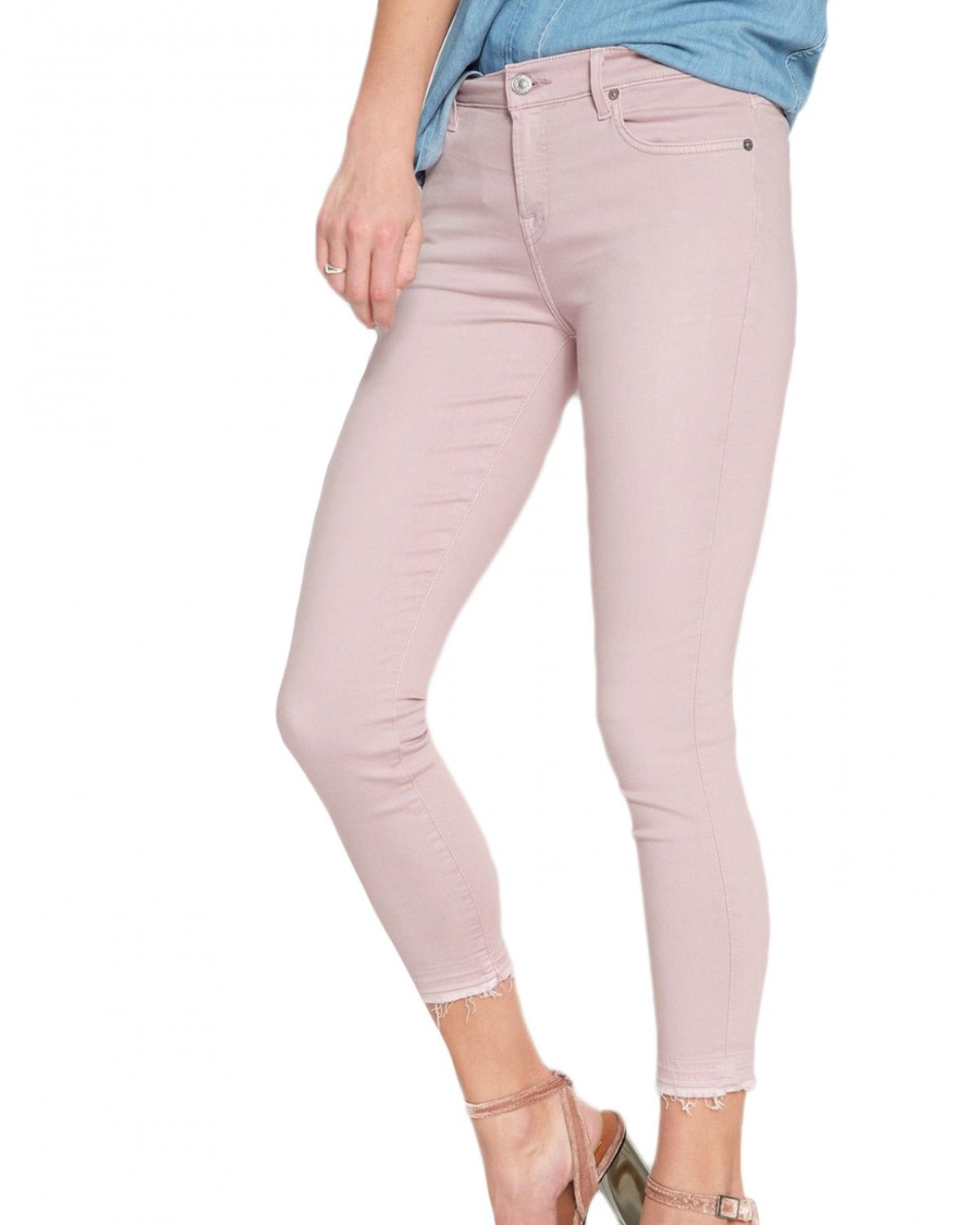 7 For All Mankind Released Hem Skinny in Pink Sunrise