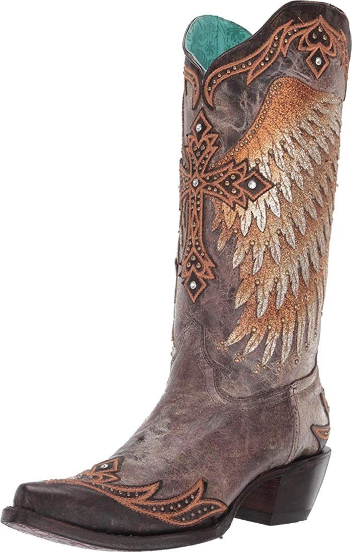 Corral Ladies Brown Wings and Cross Embroidery with Crystals Boots A3771