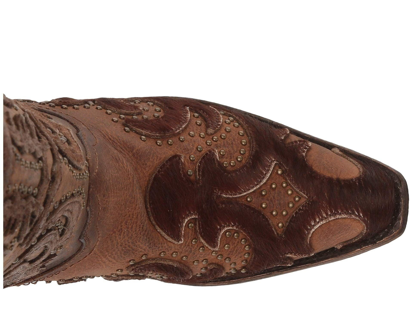 Corral Ladies Brown Cowhide Overlay with Studs