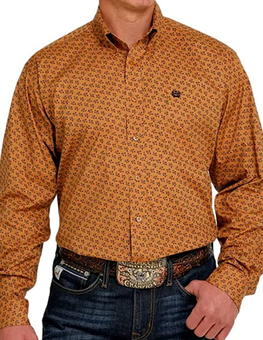 Cinch Men's Golden Print Long Sleeve Button Down