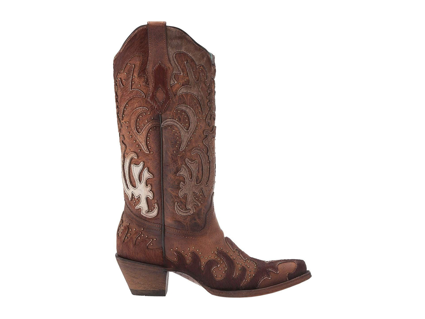 Corral Ladies Brown Cowhide Overlay with Studs